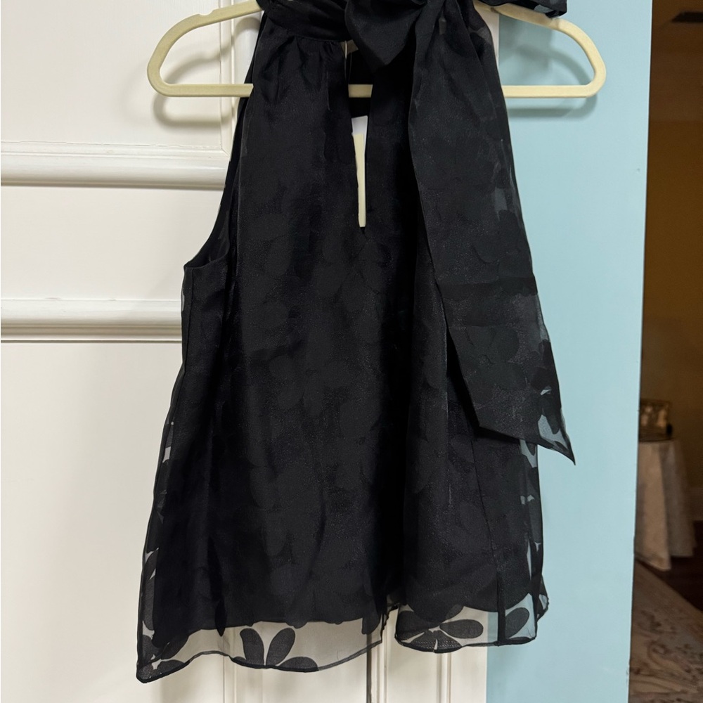 Ramy Brook Black Sleeveless Blouse with Bow Detail  NWT
